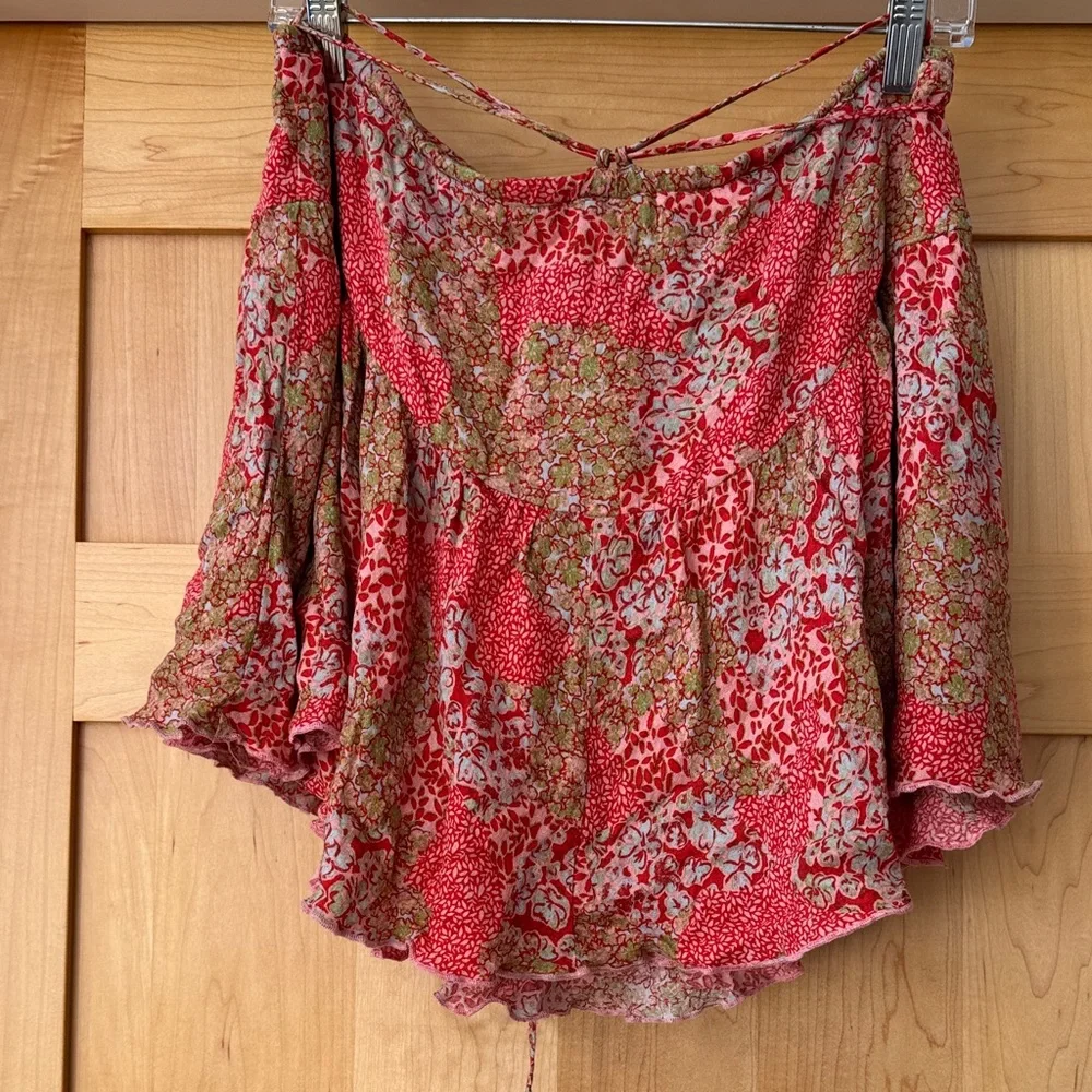 Free People Red and Green Floral Skirt - Picture 3 of 4